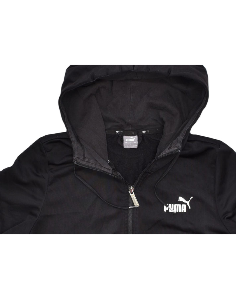 PUMA Womens Zip Hoodie Sweater UK 10 Small Black Polyester | Vintage | Thrift | Second-Hand | Used Clothing | Messina Hembry 