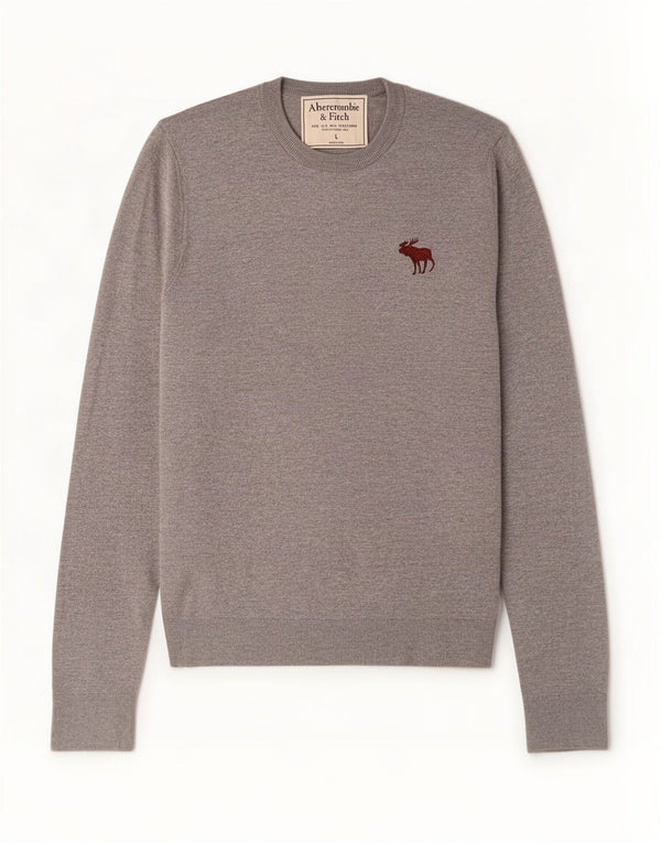 Abercrombie & Fitch Mens Crew Neck Jumper Sweater Large Grey