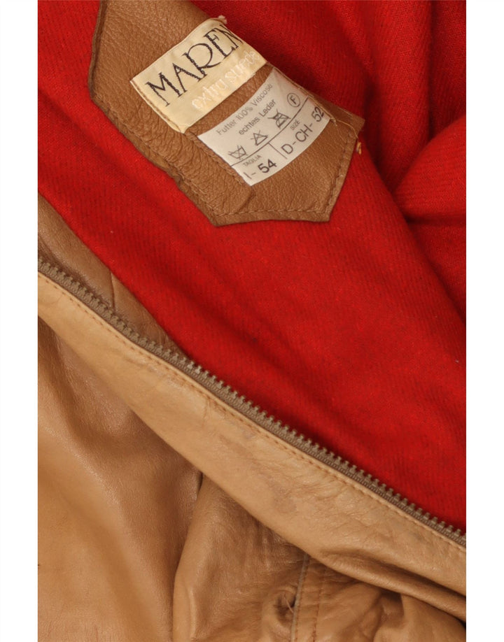 Maren Mens Leather Jacket IT 54 2XL Beige Colourblock Leather