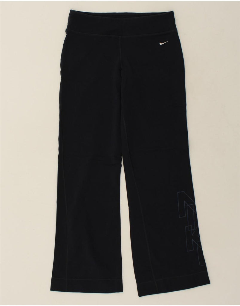 NIKE Womens Dri Fit Graphic Tracksuit Trousers UK 12 Medium Navy Blue Vintage Nike and Second-Hand Nike from Messina Hembry 