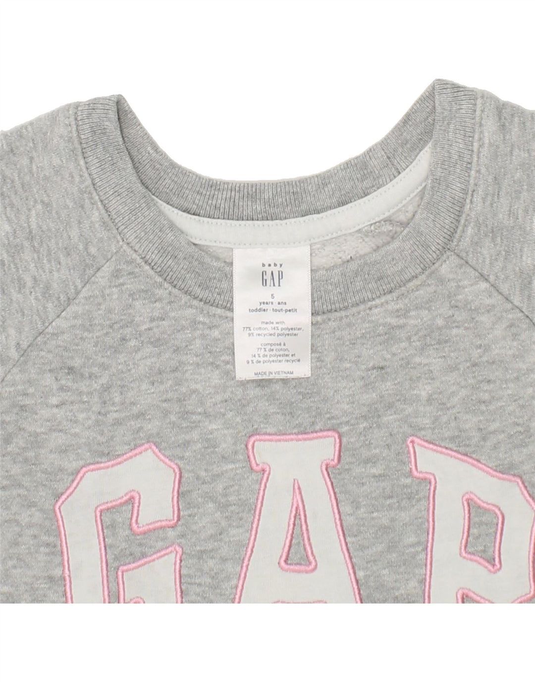 GAP Girls Graphic Sweatshirt Jumper 4-5 Years Grey Cotton Vintage Gap and Second-Hand Gap from Messina Hembry 