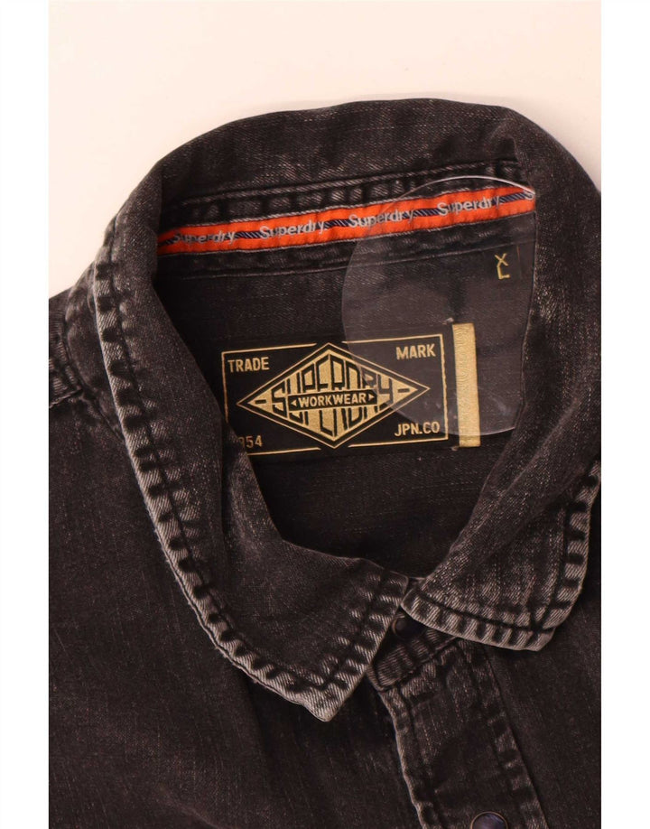 Superdry Mens Denim Shirt XL Black Cotton
