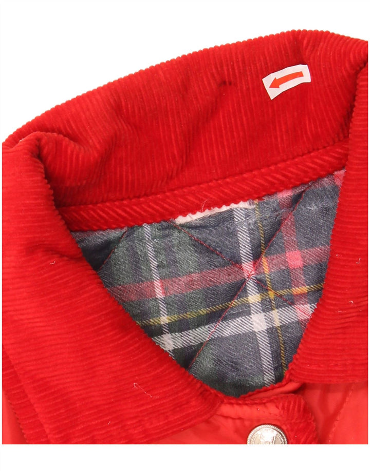 VINTAGE Womens Loose Fit Quilted Jacket UK 14 Medium Red Polyamide