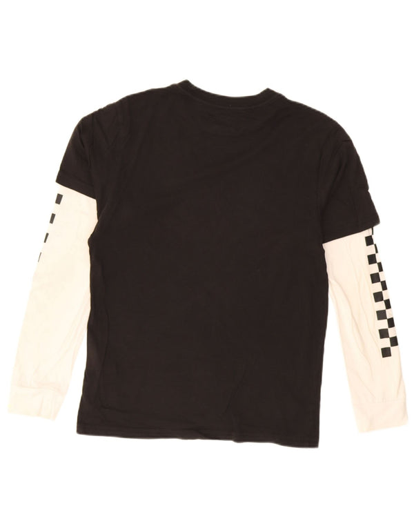 Vans Boys Graphic Top Long Sleeve 12-13 Years Large Black Colourblock