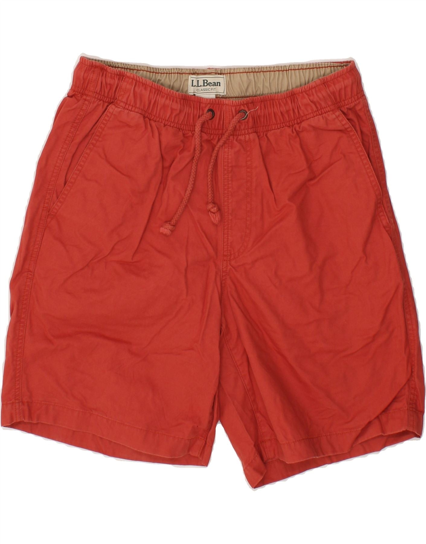 L.L.BEAN Mens Sport Shorts Medium Orange Cotton