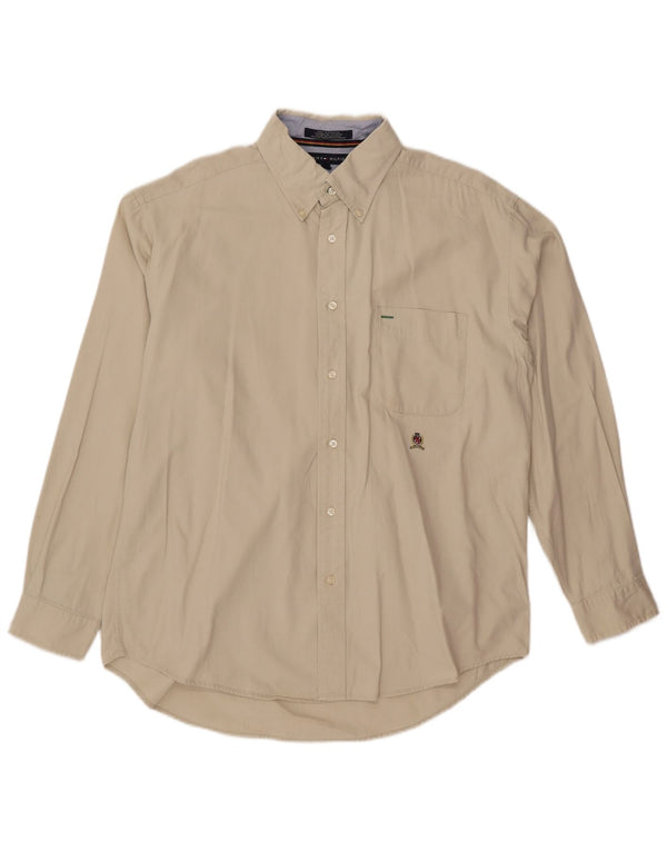 TOMMY HILFIGER Mens Shirt Large Off White Cotton