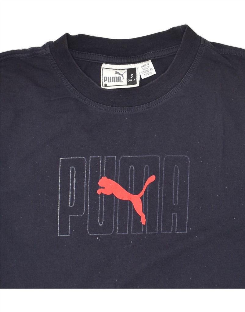 PUMA Mens Graphic T-Shirt Top Small Navy Blue Vintage Puma and Second-Hand Puma from Messina Hembry 