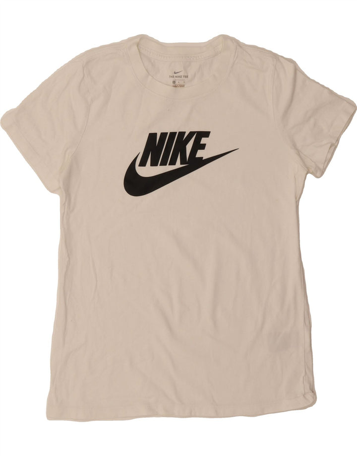 NIKE Womens Graphic T-Shirt Top UK 12 Medium White Cotton Vintage Nike and Second-Hand Nike from Messina Hembry 