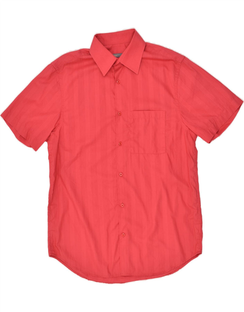 JULES Mens Short Sleeve Shirt Size 39 /40 Medium Red Striped Cotton | Vintage Jules | Thrift | Second-Hand Jules | Used Clothing | Messina Hembry 