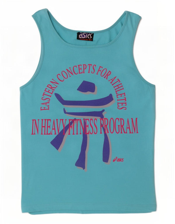 Asics Mens Graphic Vest Top Large Turquoise Cotton