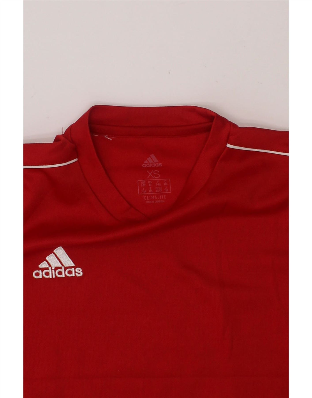 ADIDAS Boys Climalite T-Shirt Top 7-8 Years XS Red Polyester Vintage Adidas and Second-Hand Adidas from Messina Hembry 