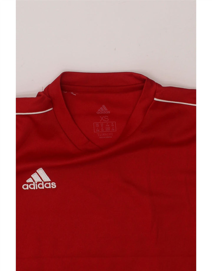 ADIDAS Boys Climalite T-Shirt Top 7-8 Years XS Red Polyester Vintage Adidas and Second-Hand Adidas from Messina Hembry 