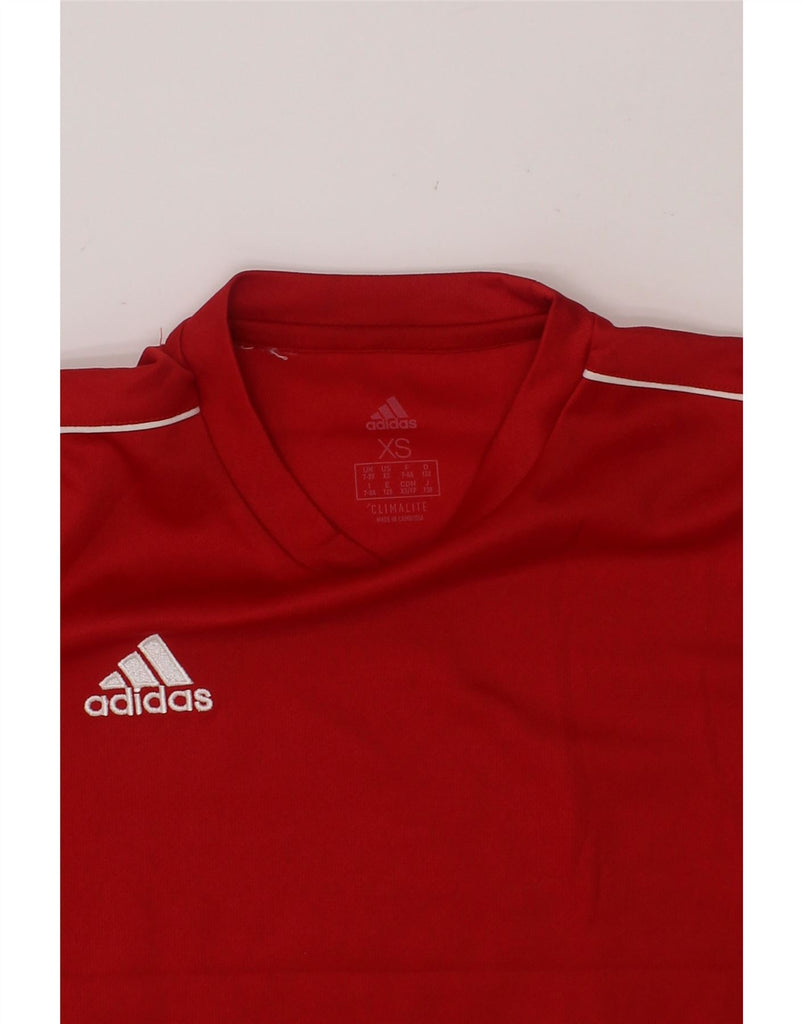 ADIDAS Boys Climalite T-Shirt Top 7-8 Years XS Red Polyester Vintage Adidas and Second-Hand Adidas from Messina Hembry 