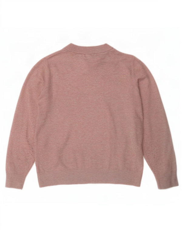 Marks & Spencer Womens Crew Neck Jumper Sweater UK 10 Small Pink Polyester