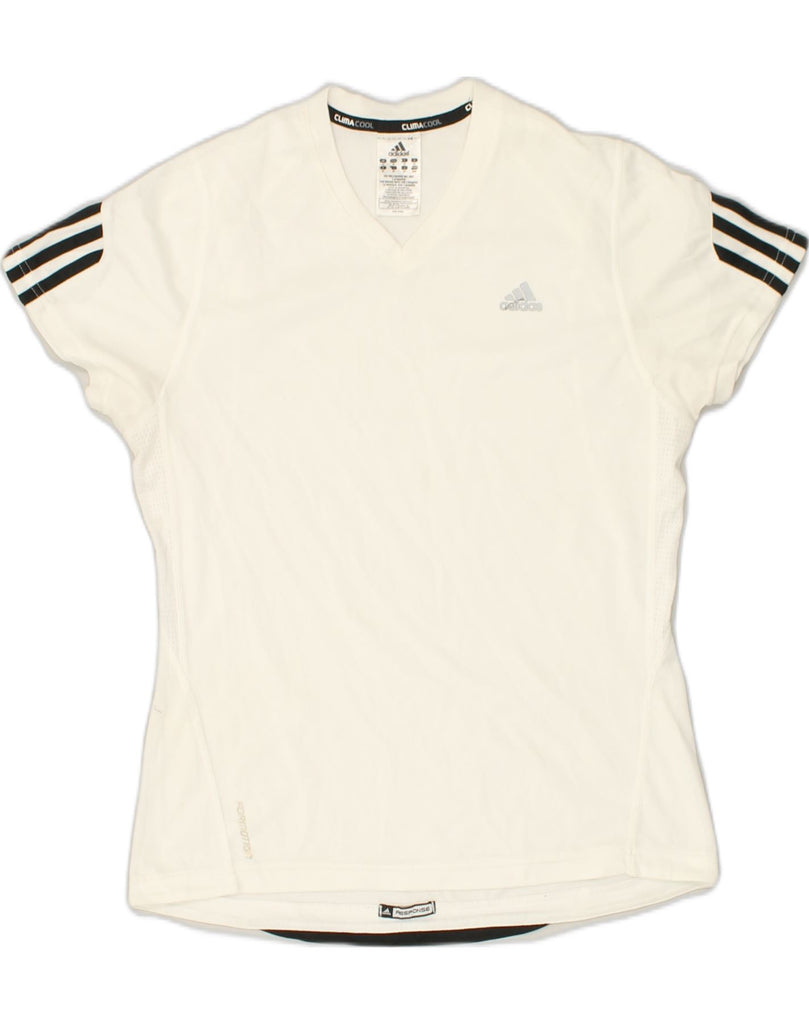 ADIDAS Womens Climacool T-Shirt Top UK 14 Medium  White Polyester | Vintage Adidas | Thrift | Second-Hand Adidas | Used Clothing | Messina Hembry 