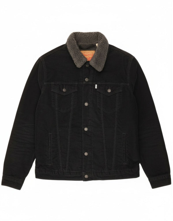 Levi's Mens Sherpa Corduroy Jacket UK 40 Large Black Cotton