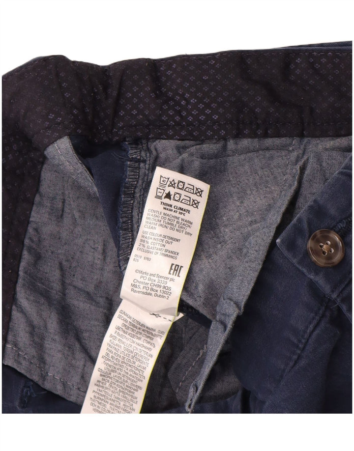 Marks & Spencer Mens Straight Regular Chino Trousers W40 L33 Navy Blue
