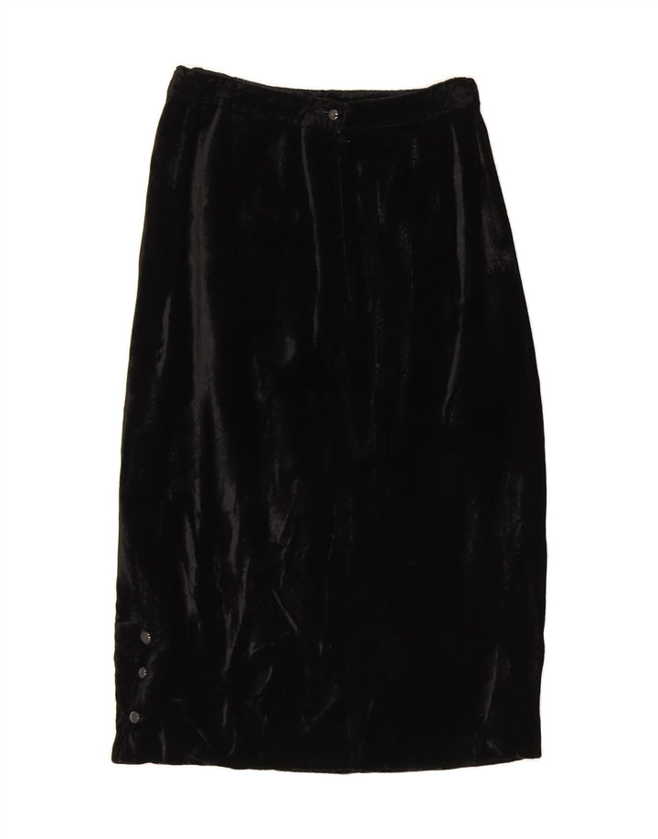 NEFER Womens Velvet Straight Skirt IT 42 Medium W26 Black Viscose Vintage Nefer and Second-Hand Nefer from Messina Hembry 