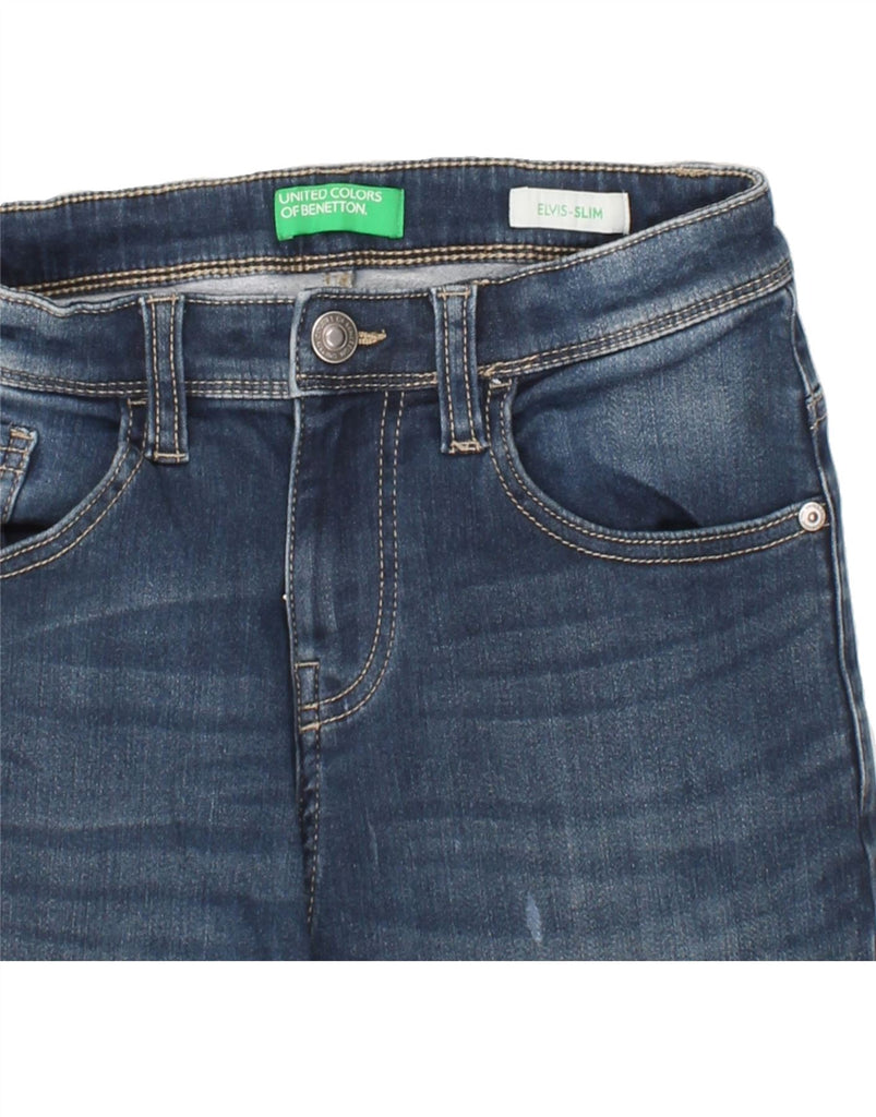 BENETTON Boys Elvis Slim Jeans 11-12 Years 2XL W26 L27 Navy Blue Cotton Vintage Benetton and Second-Hand Benetton from Messina Hembry 