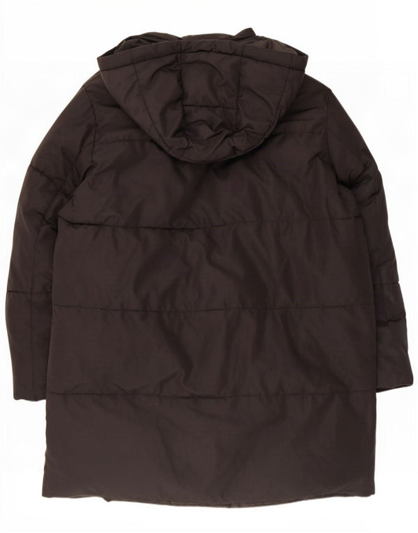 Zara Mens Hooded Loose Fit Padded Coat UK 34 XS Black Polyester