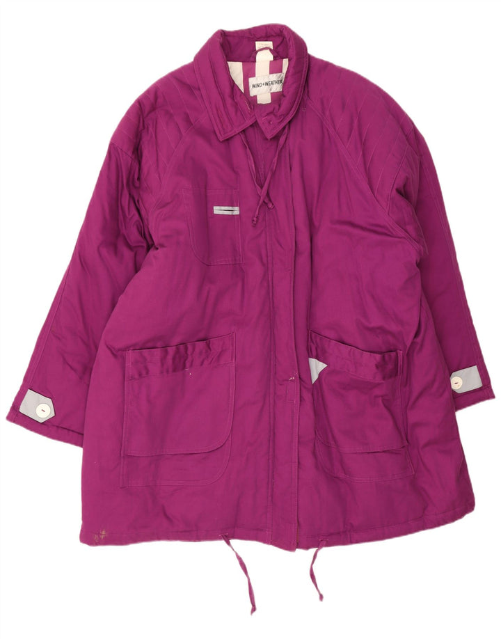 Vintage Womens Windbreaker Coat EU 52 4XL Purple Cotton