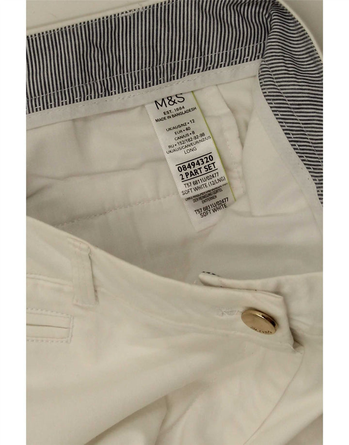 Marks & Spencer Womens Straight Chino Trousers UK 12 Medium W32 L30 White