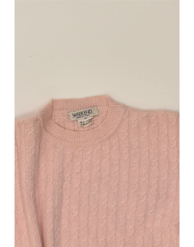 WEEKEND Womens Crew Neck Jumper Sweater UK 10 Small Pink Wool | Vintage Weekend | Thrift | Second-Hand Weekend | Used Clothing | Messina Hembry 