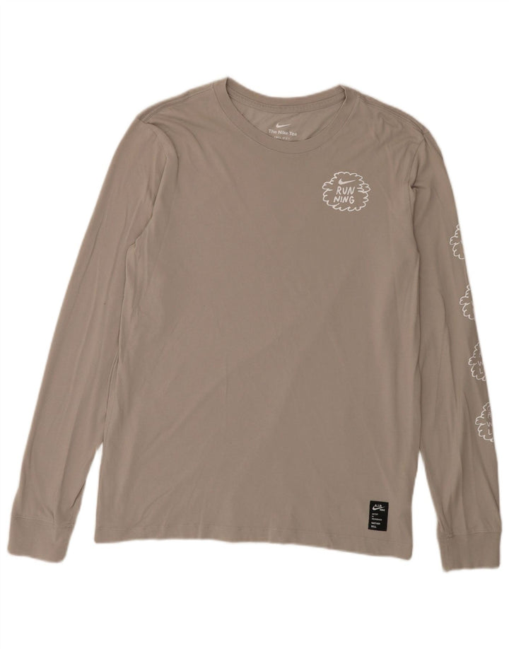 Nike Mens Graphic Top Long Sleeve Medium Grey Cotton
