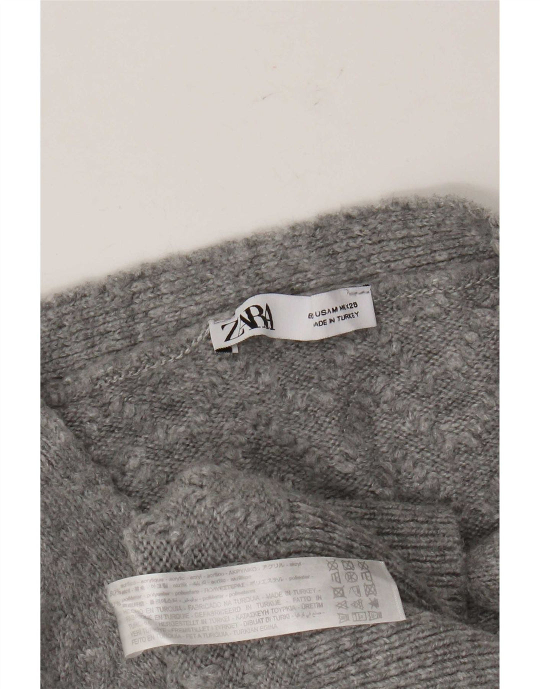 Zara Womens Crop Cardigan Sweater UK 14 Medium Grey Acrylic