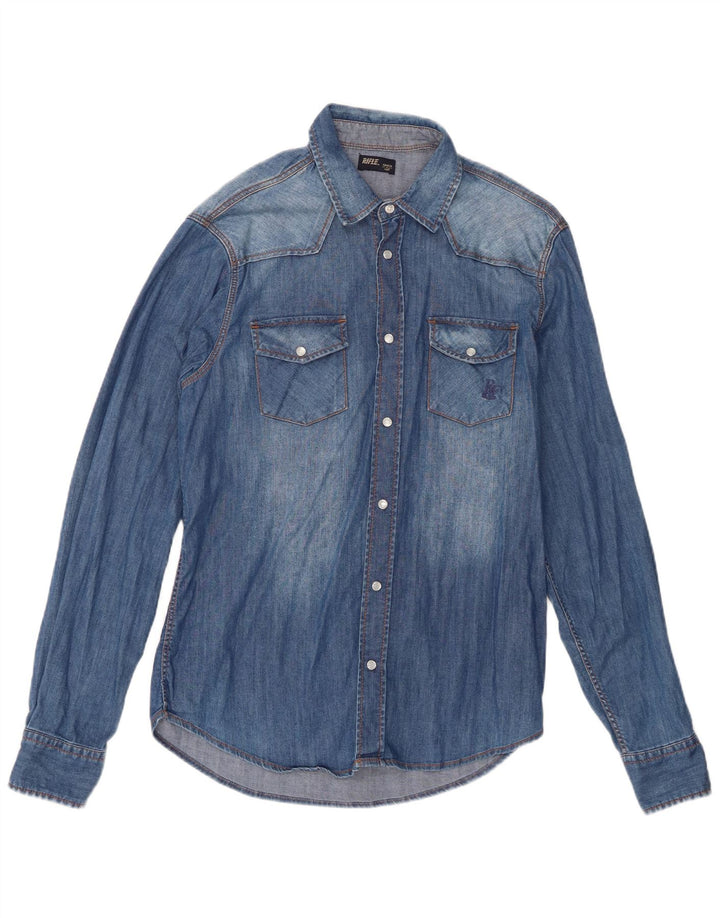 Rifle Mens Denim Shirt Large Blue Cotton