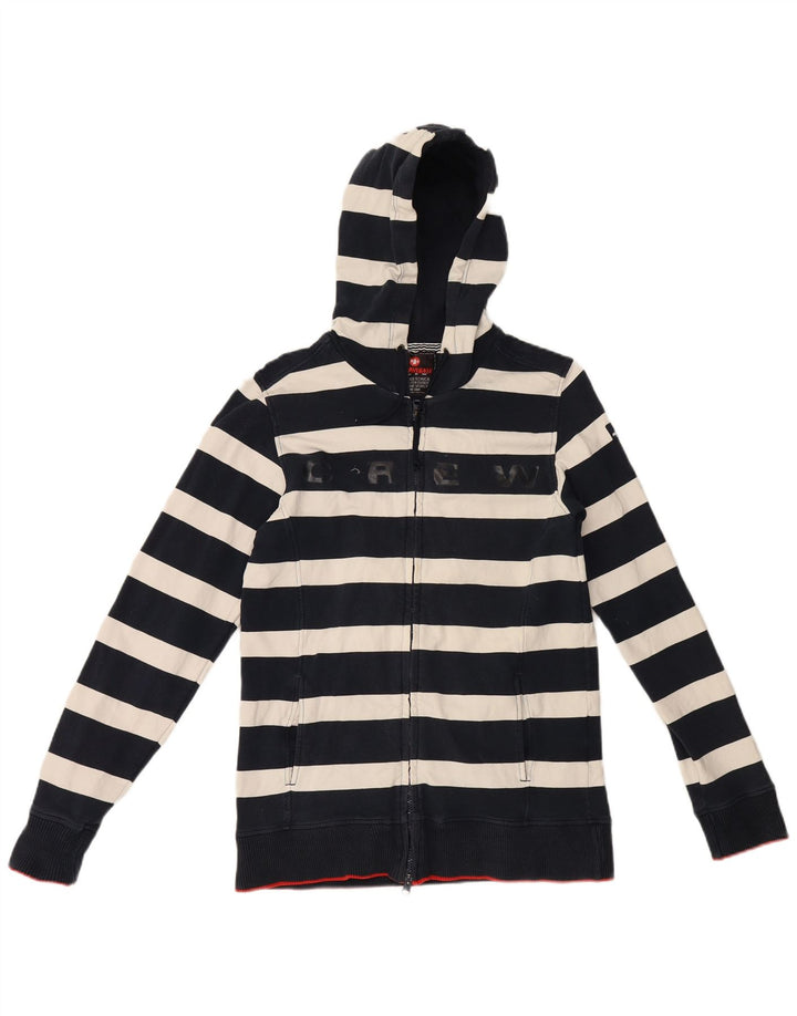 Murphy & Nye Womens Zip Hoodie Sweater UK 12 Medium Navy Blue Striped
