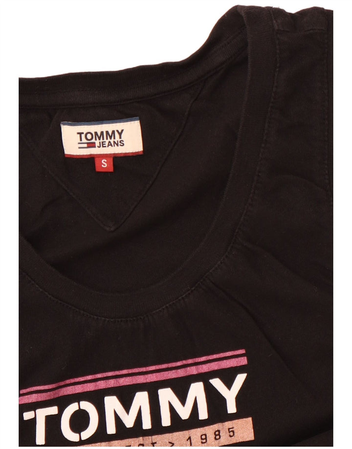 TOMMY HILFIGER Womens Graphic Vest Top UK 8 Small Black