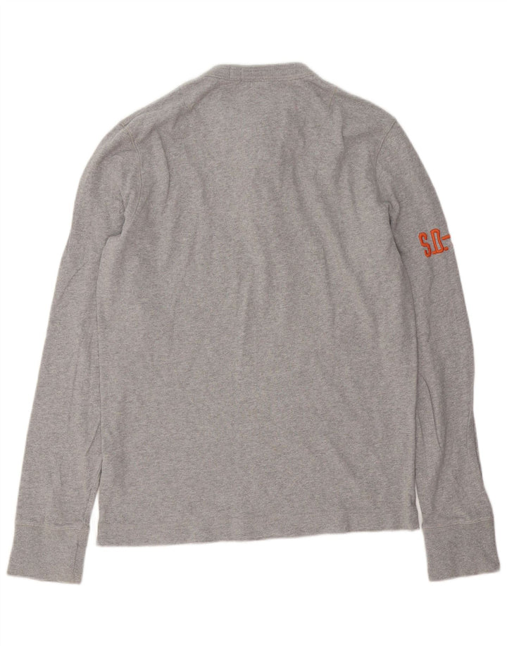 Superdry Mens Top Long Sleeve Medium Grey Cotton