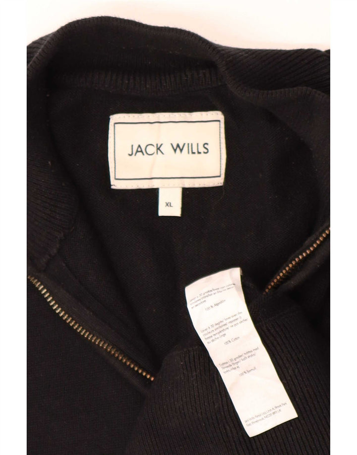 Jack Wills Mens Zip Neck Jumper Sweater XL Black Cotton