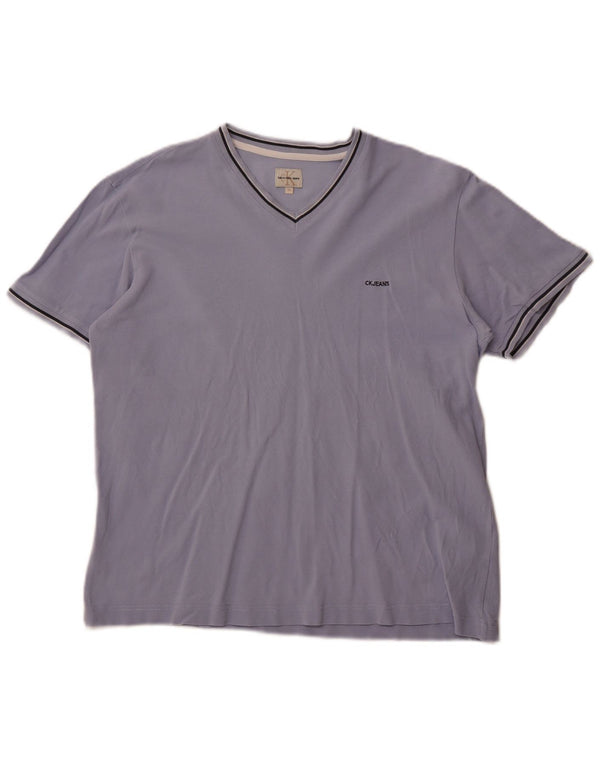 Calvin Klein Jeans Womens T-Shirt Top UK 18 XL Purple Cotton