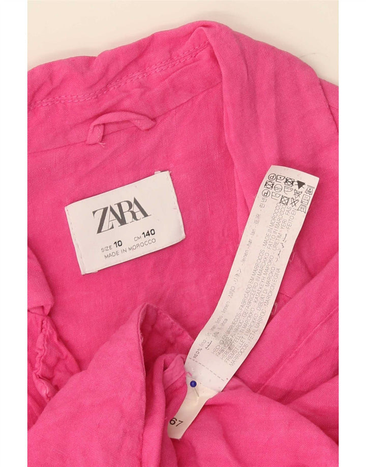 Zara Girls 2 Button Blazer Jacket 9-10 Years Pink Linen