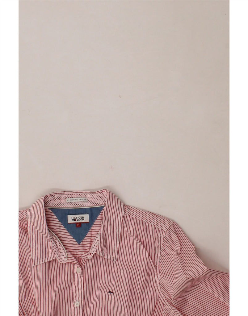 TOMMY HILFIGER Womens Shirt UK 12 Medium Red Pinstripe Cotton Vintage Tommy Hilfiger and Second-Hand Tommy Hilfiger from Messina Hembry 