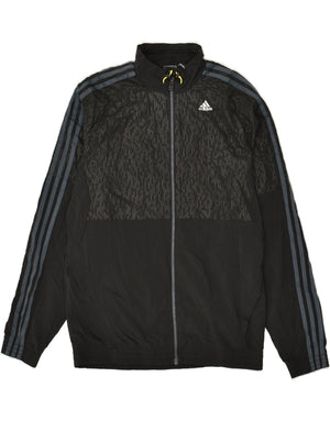 ADIDAS Mens Graphic Tracksuit Top Jacket UK 36 38 Small Black Geometric Vintage Second Hand Clothing Online Messina Hembry