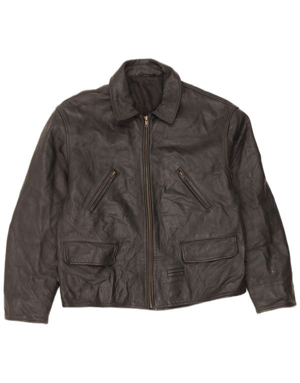 Vintage Mens Leather Jacket UK 36 Small Black