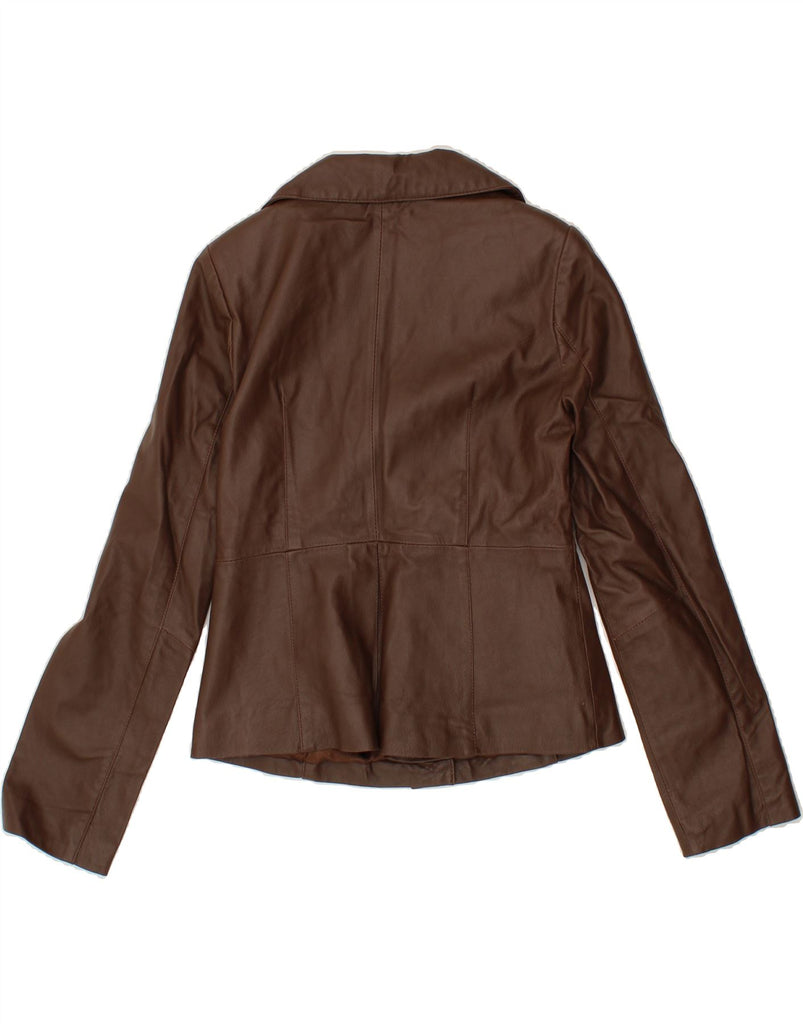 GUESS Womens Leather Jacket UK 12 Medium Brown Leather Vintage Guess and Second-Hand Guess from Messina Hembry 
