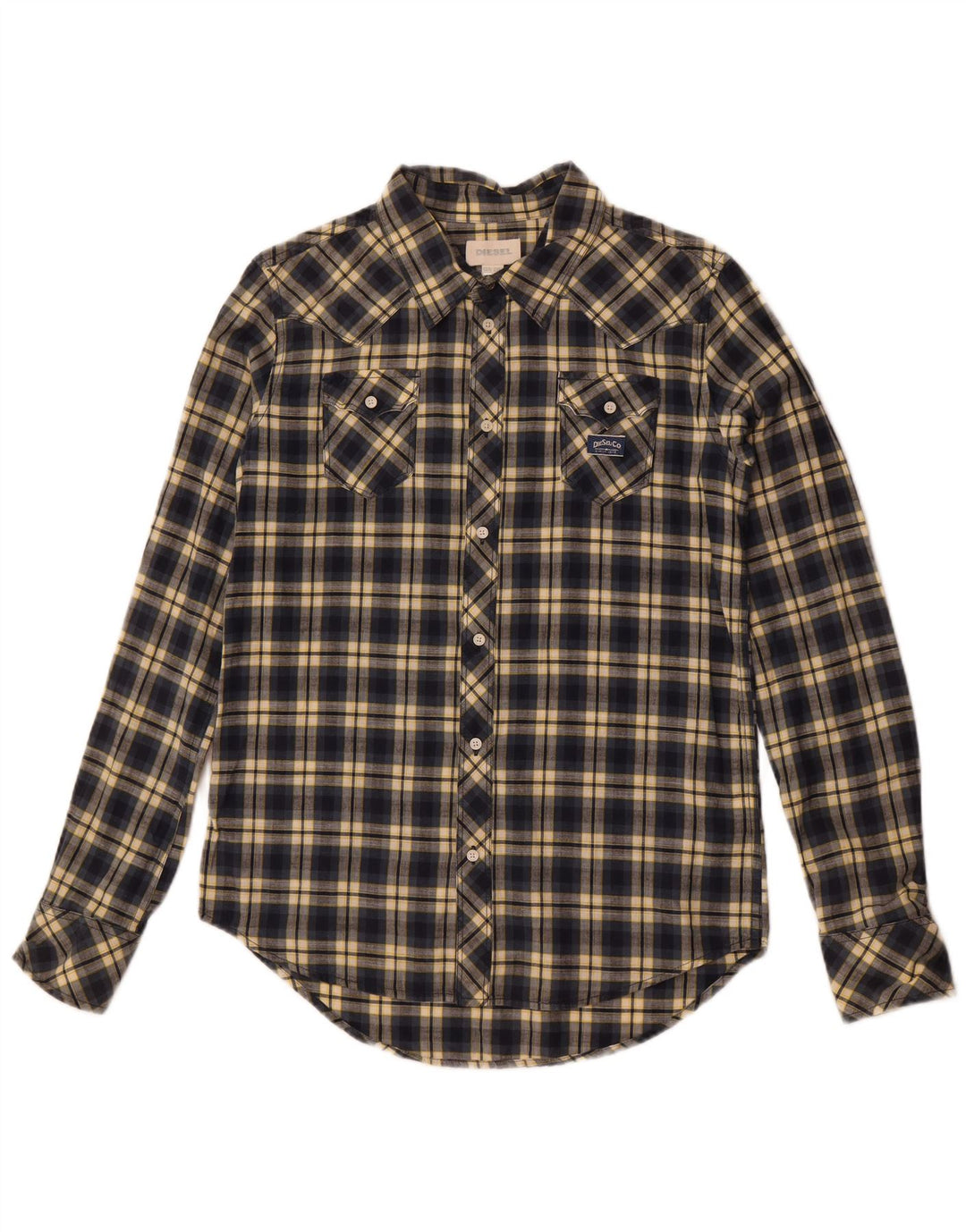 Diesel Boys Shirt 15-16 Years 2XL Navy Blue Check Cotton