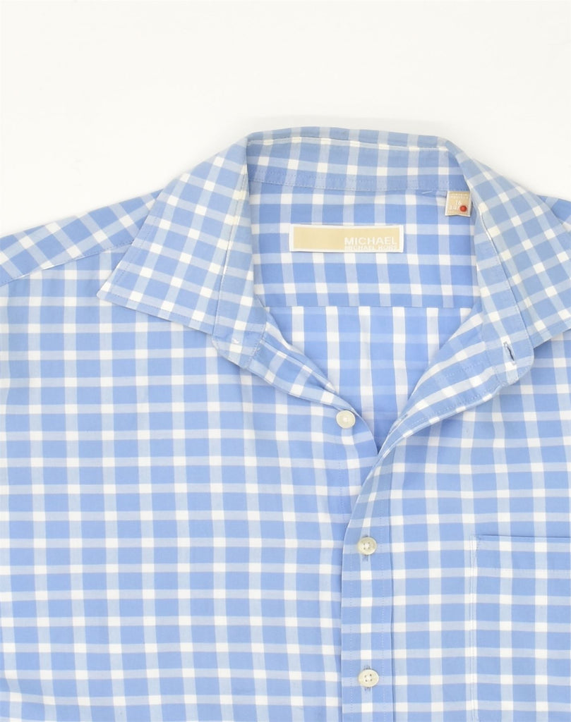 MICHAEL KORS Mens Shirt Size 16 1/2 Large Blue Gingham Cotton | Vintage Michael Kors | Thrift | Second-Hand Michael Kors | Used Clothing | Messina Hembry 