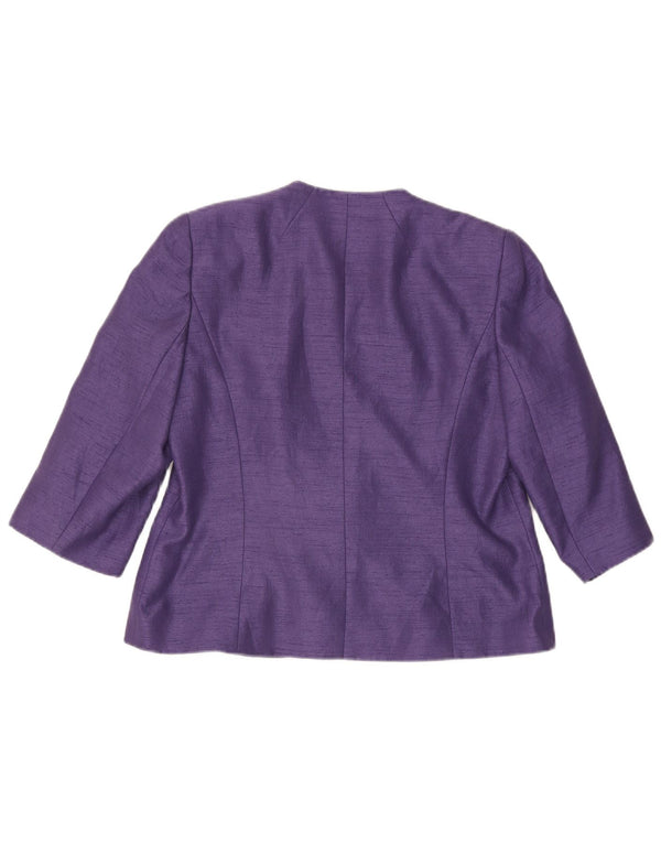 Jacques Vert Womens 1 Button 3/4 Sleeve Blazer Jacket UK 16 Large Purple