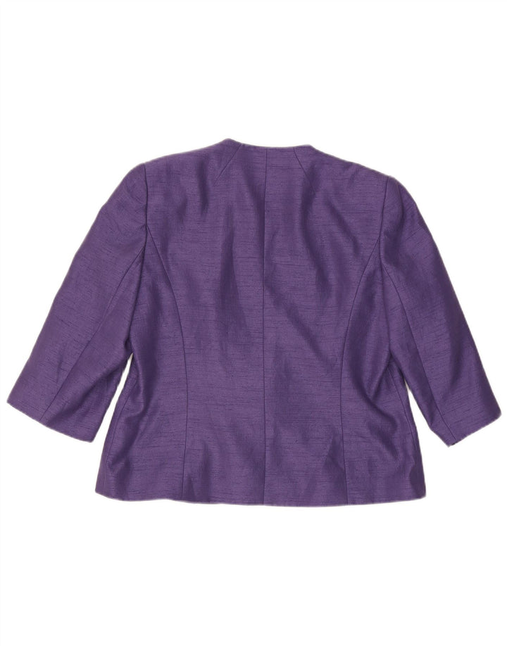 Jacques Vert Womens 1 Button 3/4 Sleeve Blazer Jacket UK 16 Large Purple