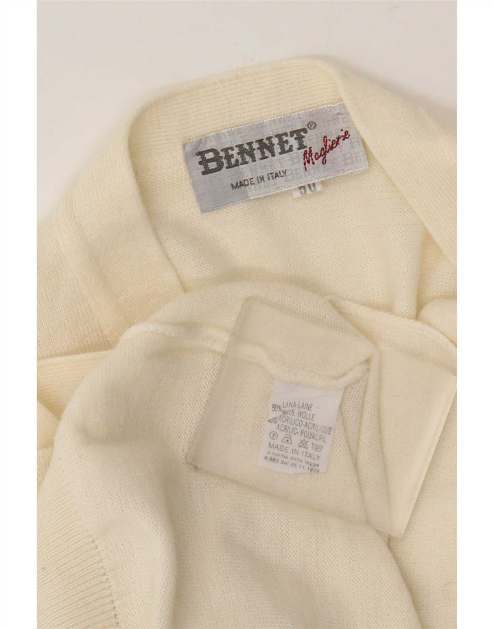 Vintage Mens Cardigan Sweater IT 50 Medium White Wool