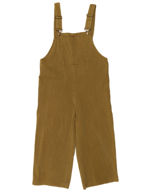 Zara Womens Dungarees Capri Trousers Small W26 L22 Khaki Cotton
