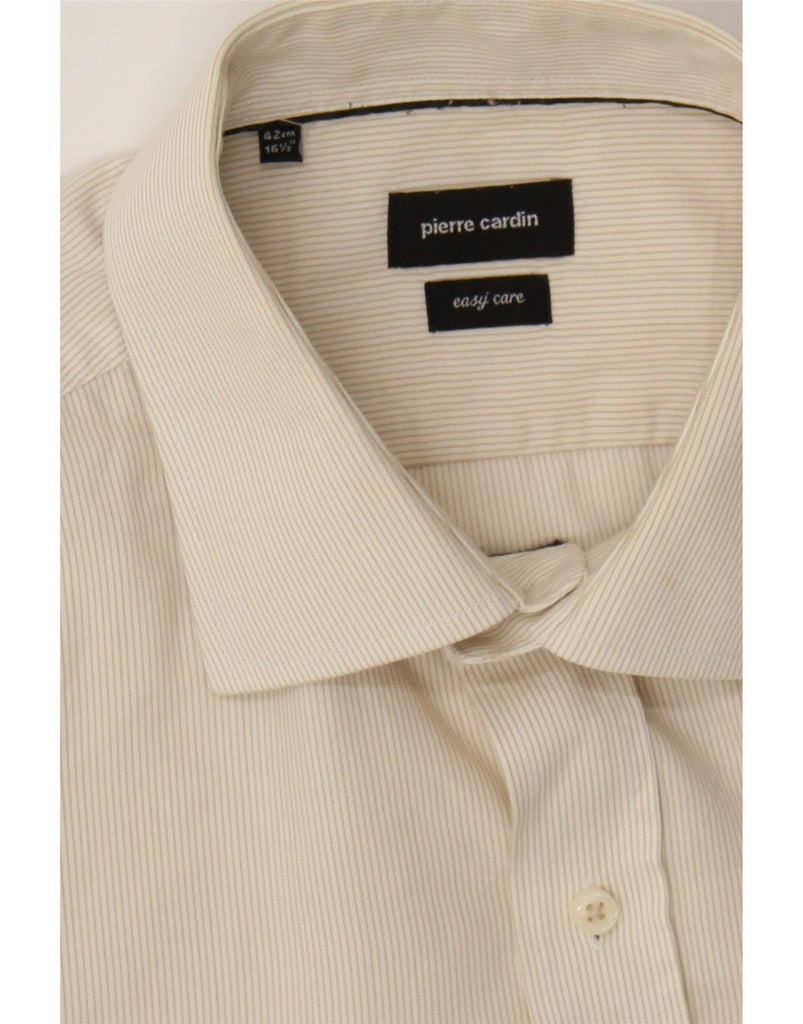PIERRE CARDIN Mens Shirt Size 42 16 1/2 Large Off White Pinstripe Cotton Vintage Pierre Cardin and Second-Hand Pierre Cardin from Messina Hembry 