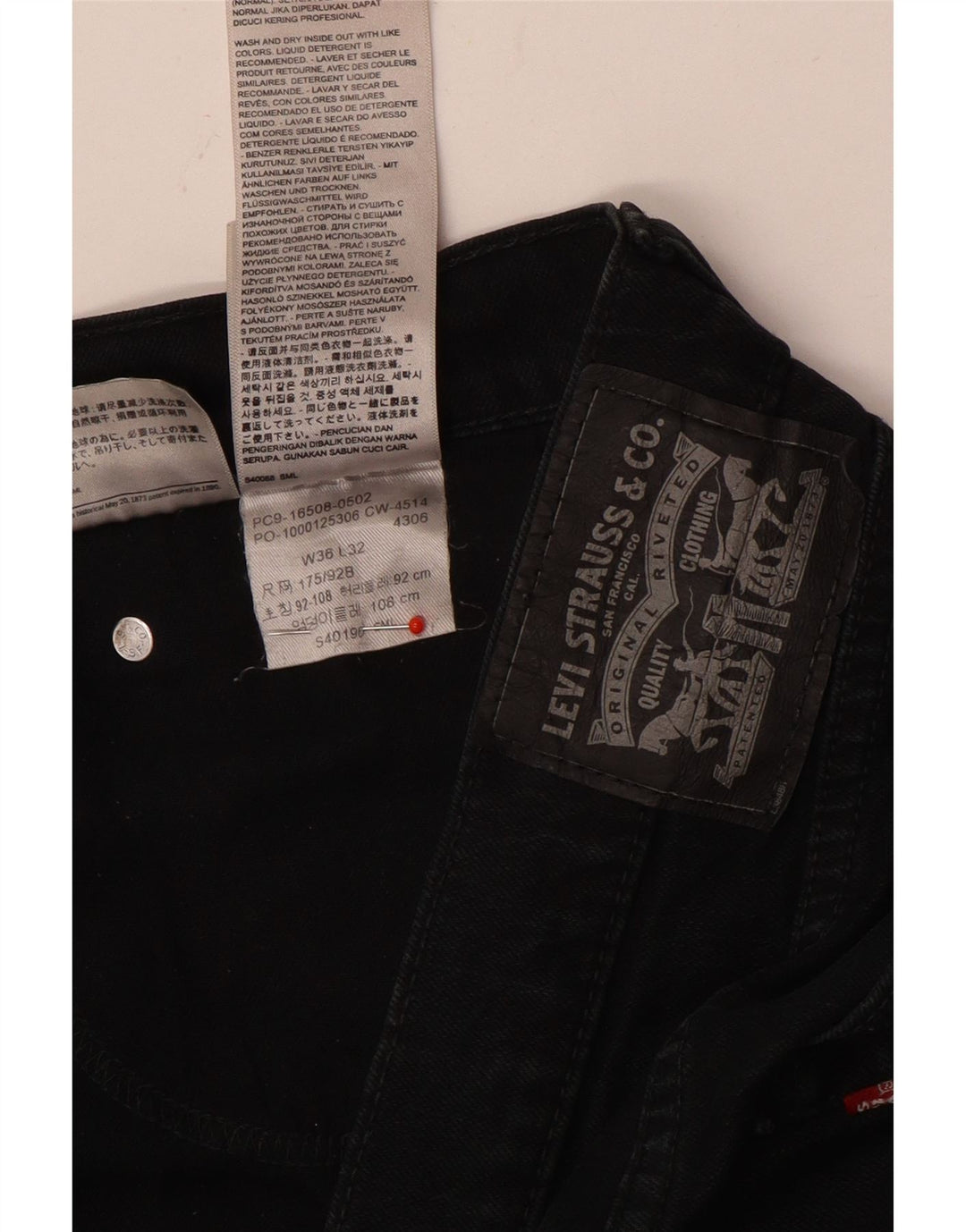 Levi's Mens Slim Jeans W36 L32 Black Cotton