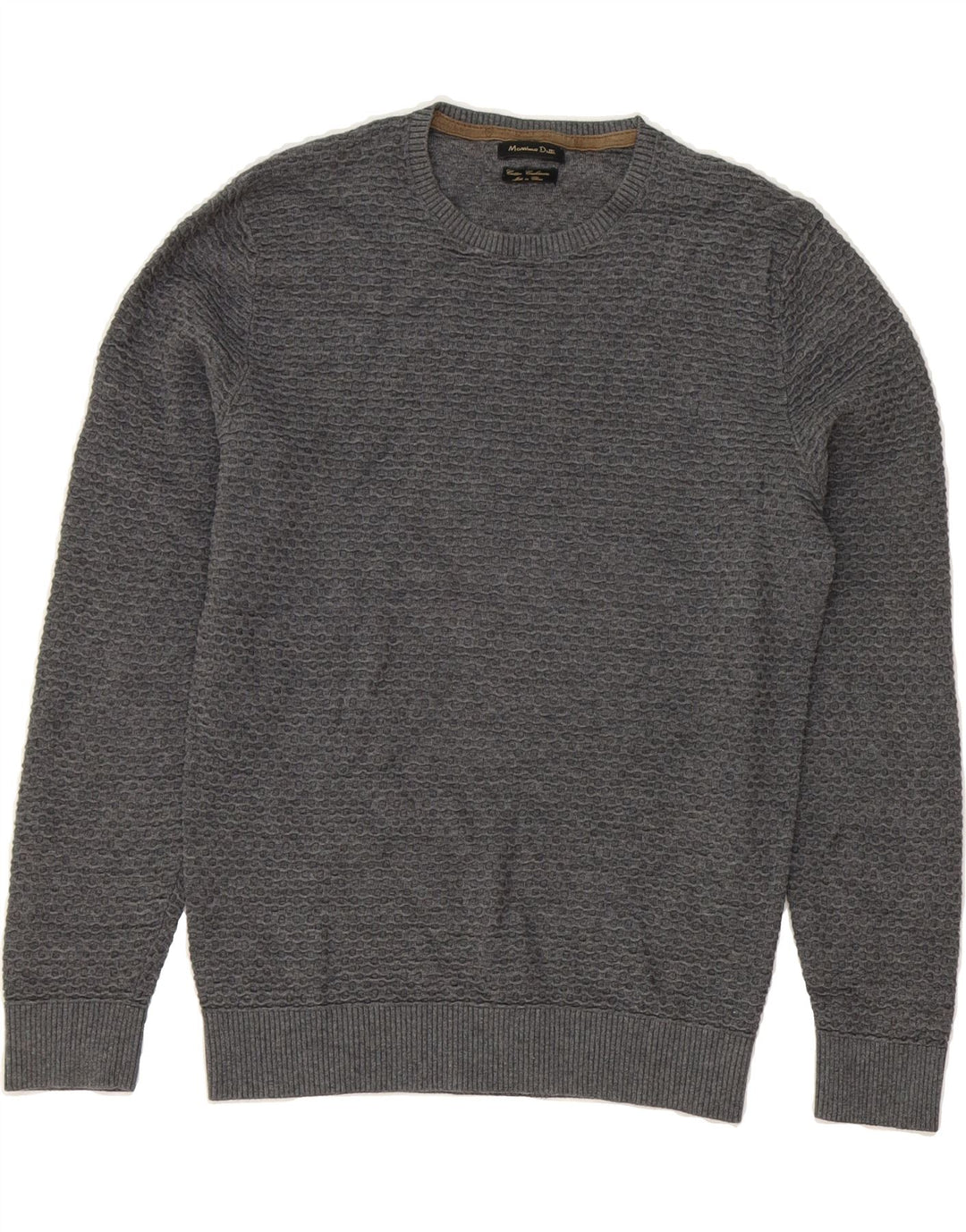MASSIMO DUTTI Womens Crew Neck Jumper Sweater UK 12 Medium Grey Cotton Vintage Massimo Dutti and Second-Hand Massimo Dutti from Messina Hembry 