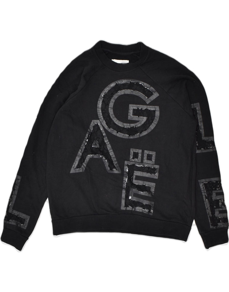 GAELLE Womens Graphic Sweatshirt Jumper UK 18 XL Black Cotton | Vintage | Thrift | Second-Hand | Used Clothing | Messina Hembry 